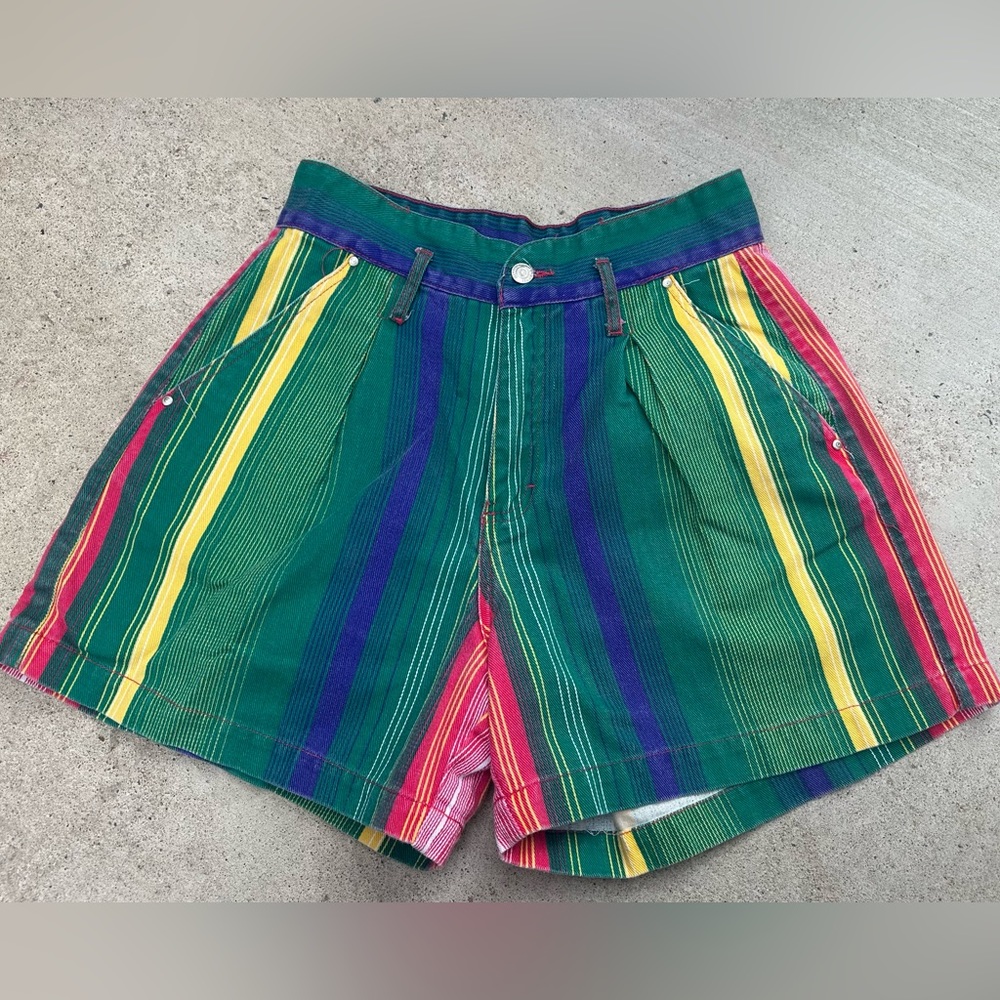 Women’s Vintage Gitano Multicolor Striped Shorts, Size 10
